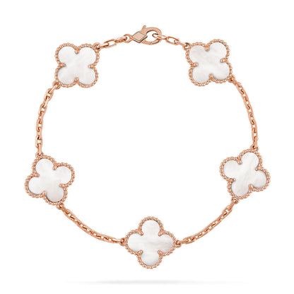 [Everoly JW] CLOVER WHITE PEARL MOP 5 MOTIF BRACELET COLLECTION
