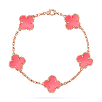 [Everoly JW]  CLOVER 5 MOTIFS  PINK MOP BRACELET COLLECTION