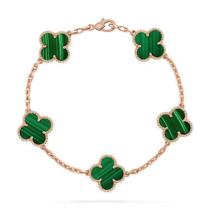 [Everoly JW]  CLOVER 5 MOTIF MALACHITE BRACELET COLLECTION