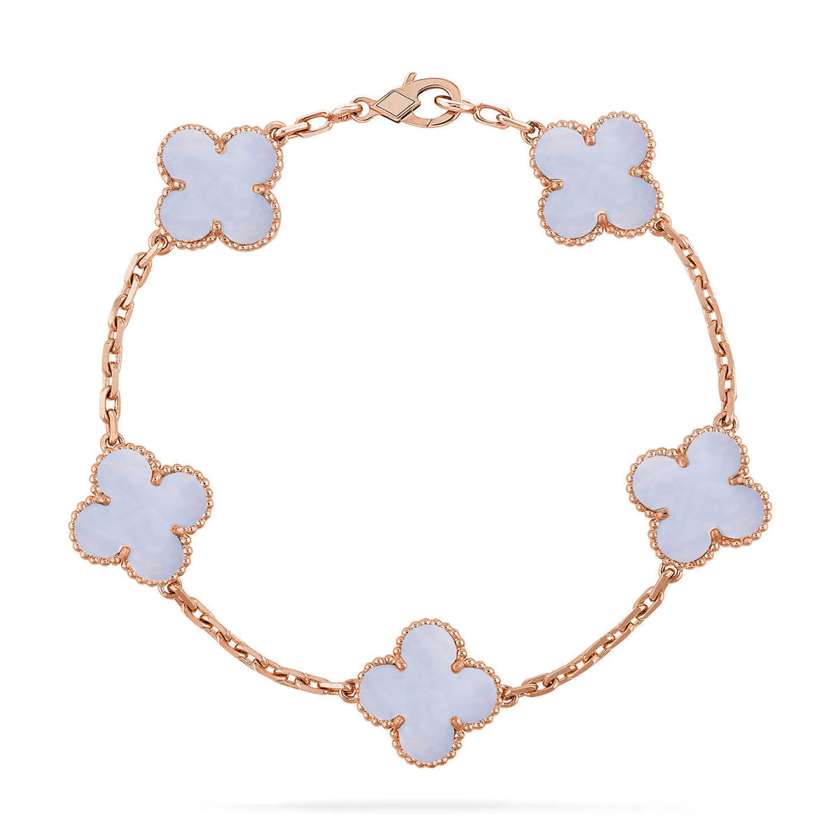 [Everoly JW]  CLOVER 5 MOTIF PURPLE CHALCEDONY BRACELET COLLECTION