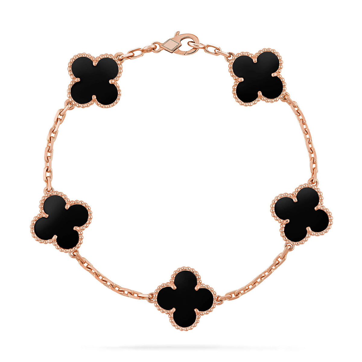 [Everoly JW]  CLOVER 5 MOTIF ONYXS BRACELET COLLECTION