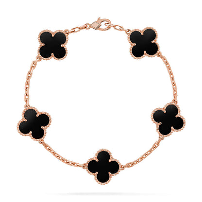 [Everoly JW]  CLOVER 5 MOTIF ONYXS BRACELET COLLECTION