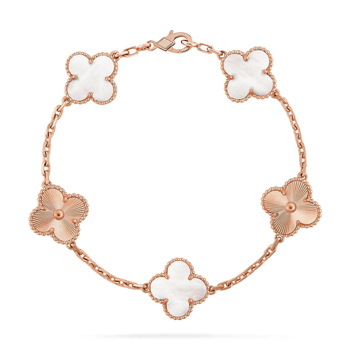 [Everoly JW] CLOVER WHITE PEARL MOP 5 MOTIF BRACELET COLLECTION