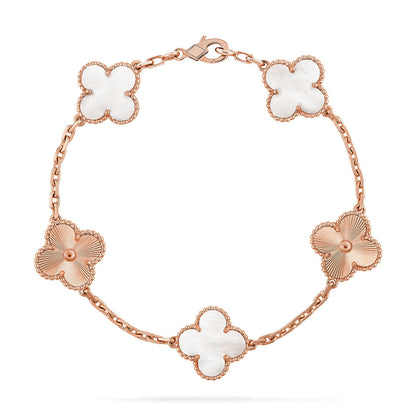 [Everoly JW] CLOVER WHITE PEARL MOP 5 MOTIF BRACELET COLLECTION