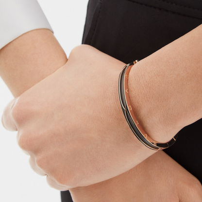[OLIVIA]ZERO 1 PINK GOLD WITH MATTE BLACK CERAMIC BRACELET