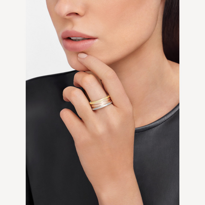 [OLIVIA]ZERO 1 THREE-BAND ROSE WHITE AND YELLOW RING