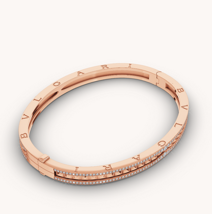 [OLIVIA]ZERO 1 SPIRAL AND PAVED DIAMOND PINK GOLD BRACELET