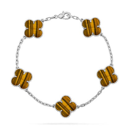 [Everoly JW]  CLOVER 5 MOTIFS TIGER EYE BRACELET COLLECTION
