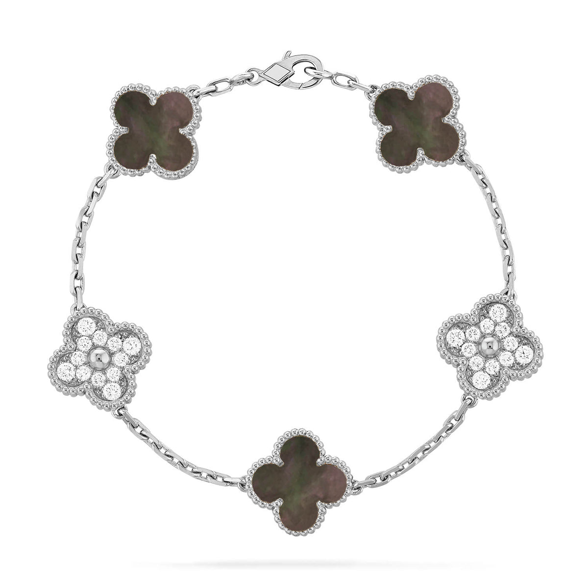 [Everoly JW]  CLOVER 5 MOTIF GRAY MOP BRACELET COLLECTION