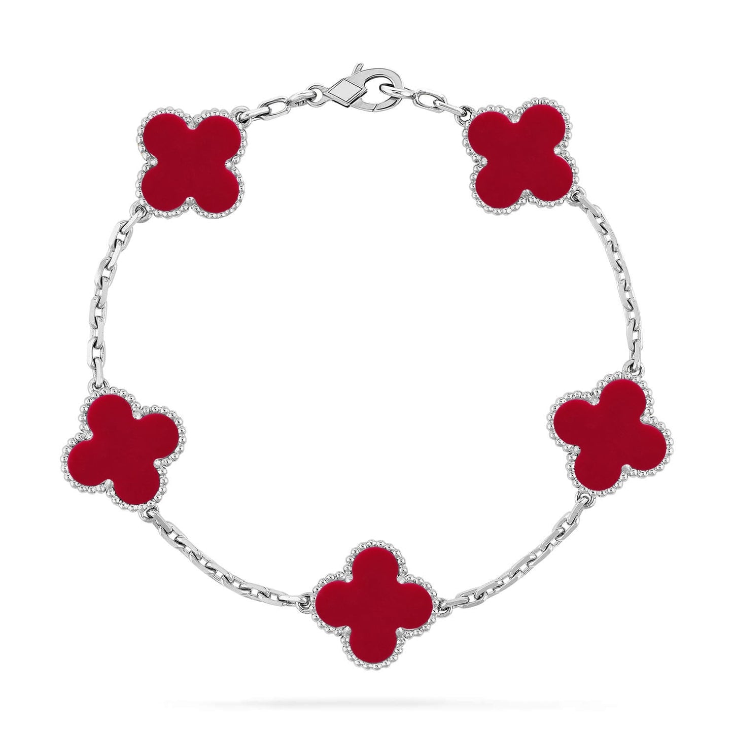 [Everoly JW]  CLOVER 5 MOTIF RED CORNELIAN BRACELET COLLECTION