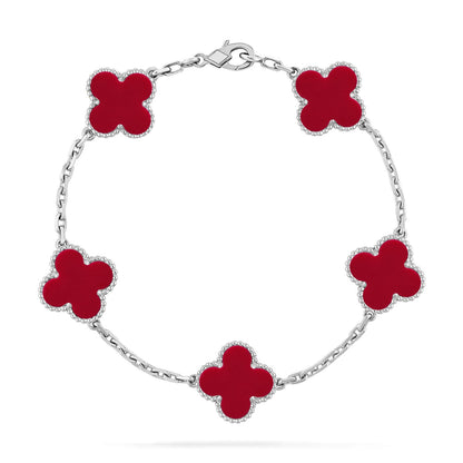 [Everoly JW]  CLOVER 5 MOTIF RED CORNELIAN BRACELET COLLECTION
