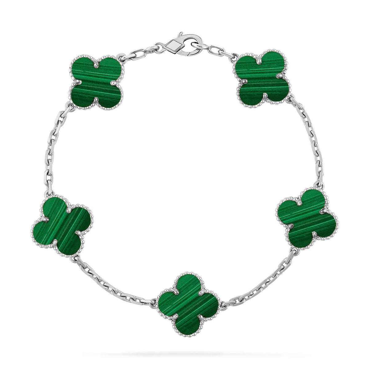 [Everoly JW]  CLOVER 5 MOTIF MALACHITE BRACELET COLLECTION