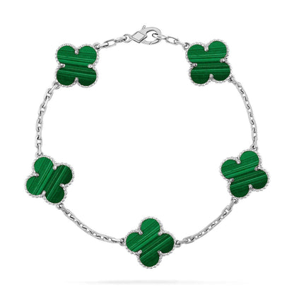 [Everoly JW]  CLOVER 5 MOTIF MALACHITE BRACELET COLLECTION