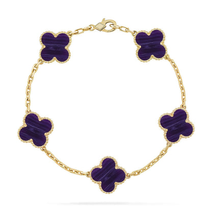 [Everoly JW] CLOVER 5 MOTIF PURPLE STRIPES BRACELET COLLECTION