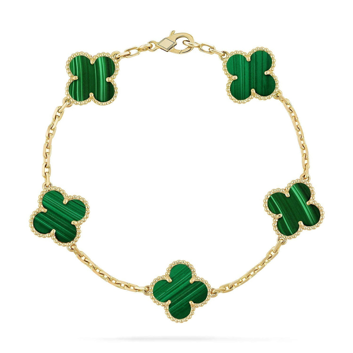 [Everoly JW]  CLOVER 5 MOTIF MALACHITE BRACELET COLLECTION