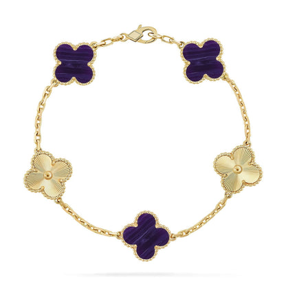 [Everoly JW] CLOVER 5 MOTIF PURPLE STRIPES BRACELET COLLECTION