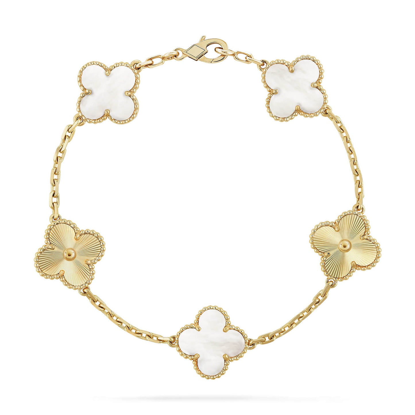 [Everoly JW] CLOVER WHITE PEARL MOP 5 MOTIF BRACELET COLLECTION