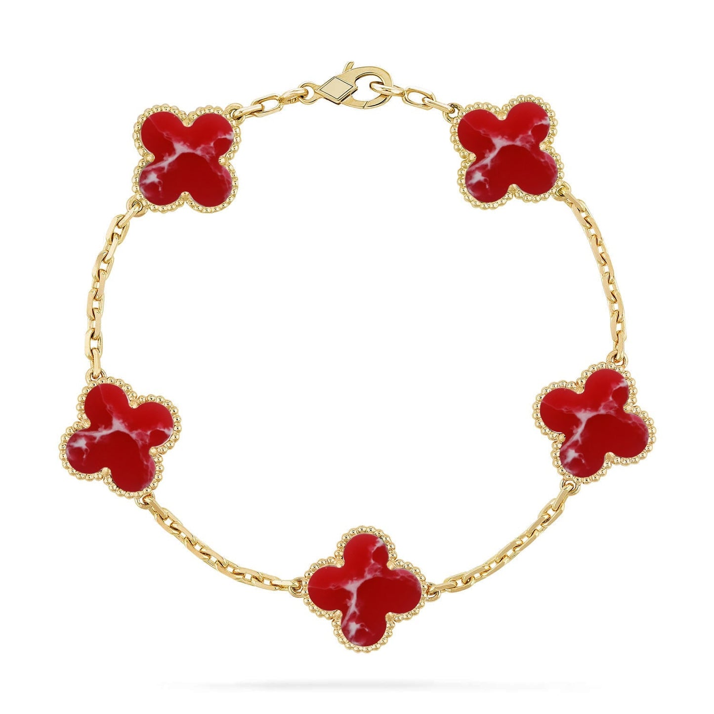 [Everoly JW] CLOVER 5 MOTIF RED PATTERN BRACELET COLLECTION