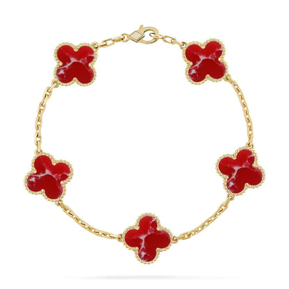 [Everoly JW] CLOVER 5 MOTIF RED PATTERN BRACELET COLLECTION