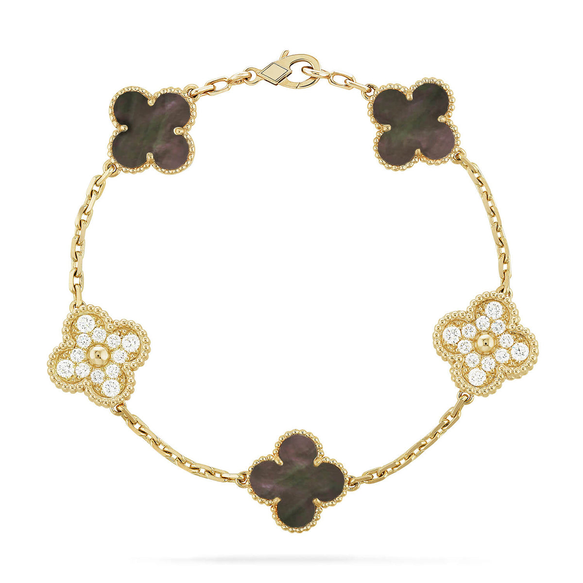 [Everoly JW]  CLOVER 5 MOTIF GRAY MOP BRACELET COLLECTION