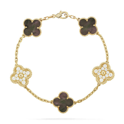 [Everoly JW]  CLOVER 5 MOTIF GRAY MOP BRACELET COLLECTION