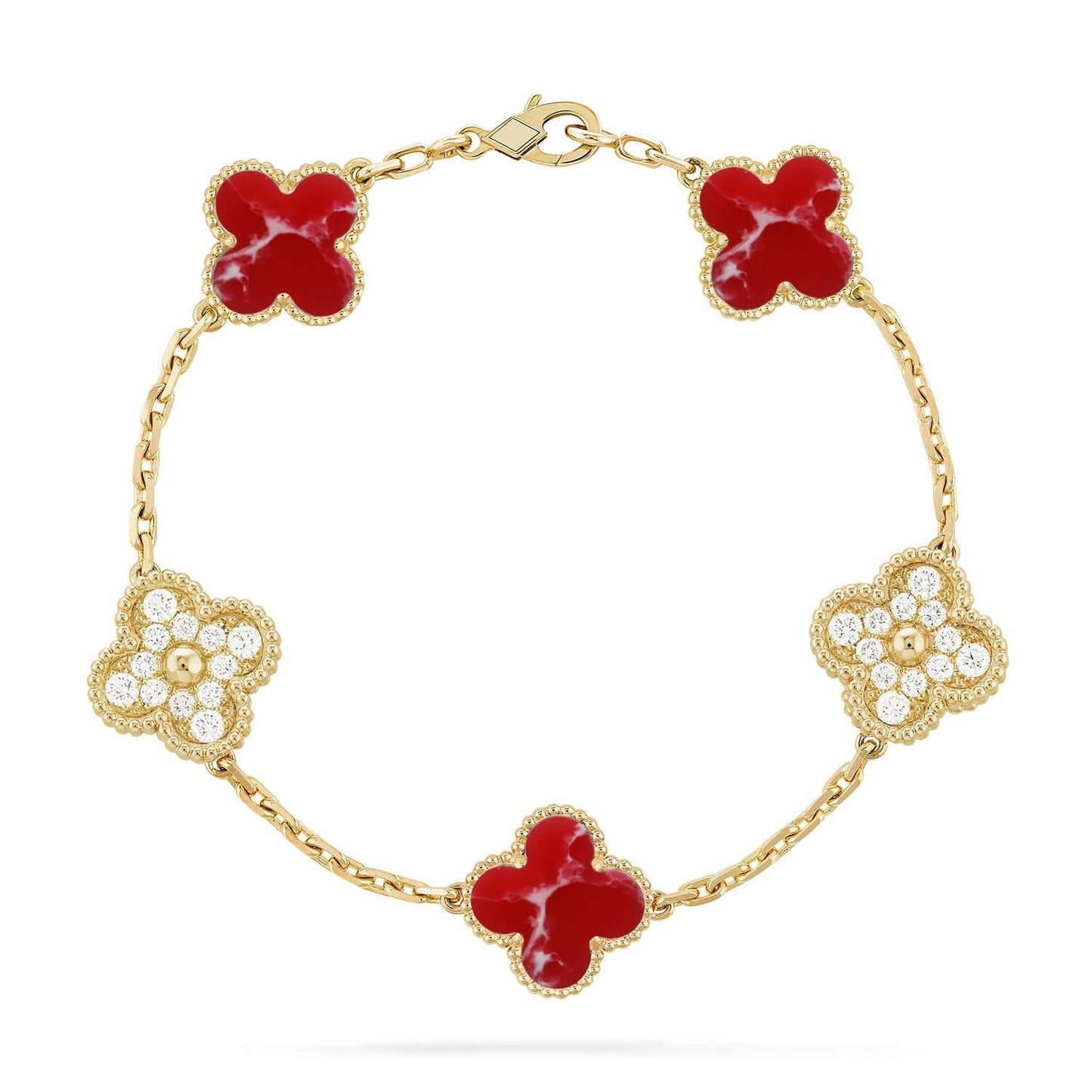 [Everoly JW] CLOVER 5 MOTIF RED PATTERN BRACELET COLLECTION