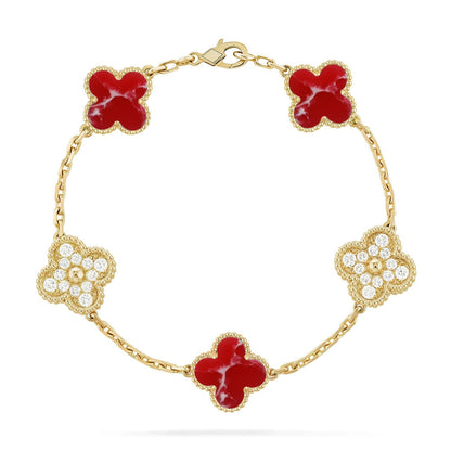 [Everoly JW] CLOVER 5 MOTIF RED PATTERN BRACELET COLLECTION