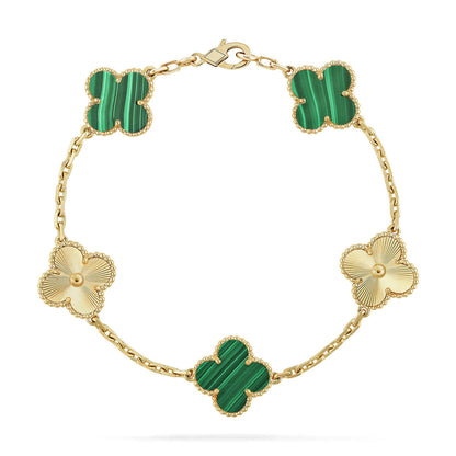 [Everoly JW]  CLOVER 5 MOTIF MALACHITE BRACELET COLLECTION