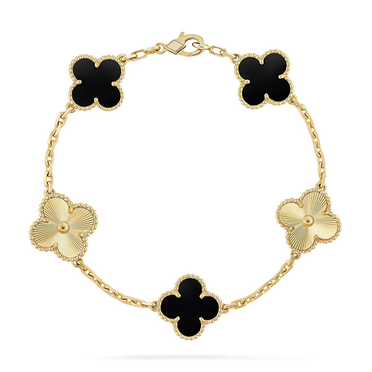 [Everoly JW]  CLOVER 5 MOTIF ONYXS BRACELET COLLECTION