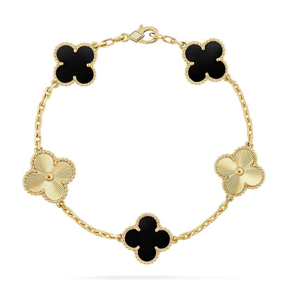 [Everoly JW]  CLOVER 5 MOTIF ONYXS BRACELET COLLECTION
