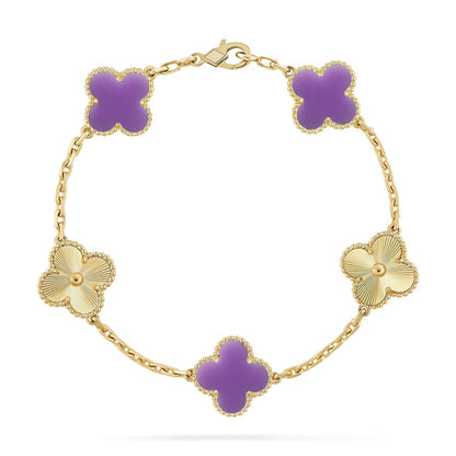 [Everoly JW] CLOVER 5 MOTIF LIGHT PURPLE BRACELET COLLECTION