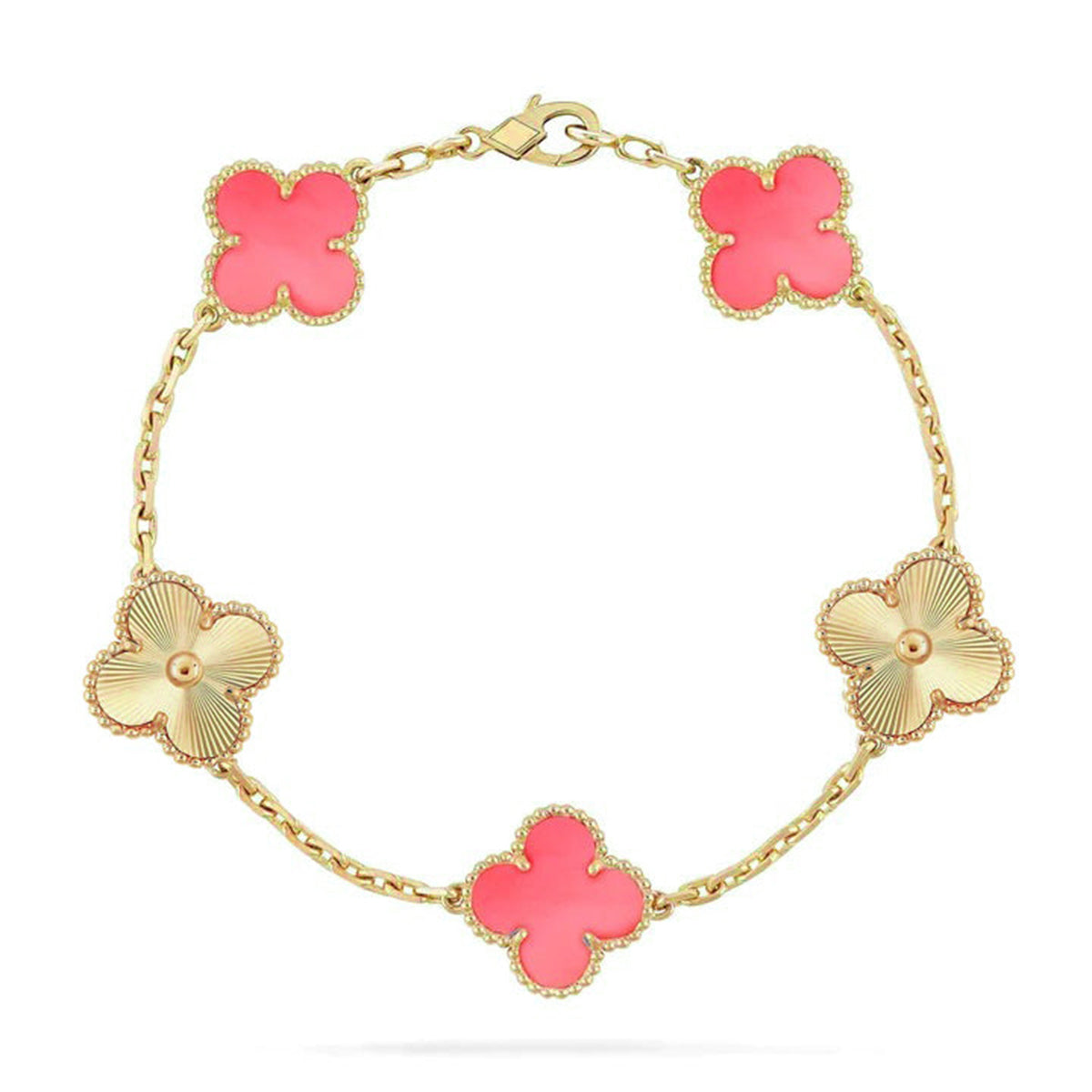 [Everoly JW]  CLOVER 5 MOTIFS  PINK MOP BRACELET COLLECTION