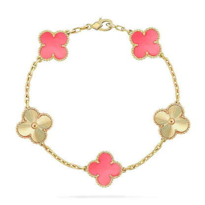 [Everoly JW]  CLOVER 5 MOTIFS  PINK MOP BRACELET COLLECTION