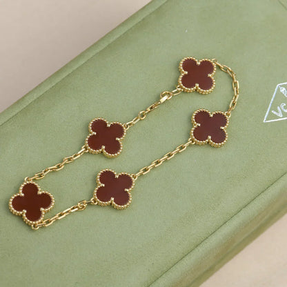 [Everoly JW]  CLOVER 5 MOTIF RED CORNELIAN BRACELET COLLECTION