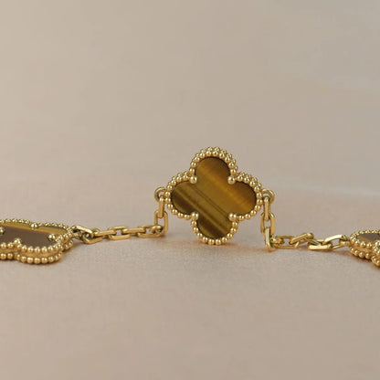 [Everoly JW]  CLOVER 5 MOTIFS TIGER EYE BRACELET COLLECTION