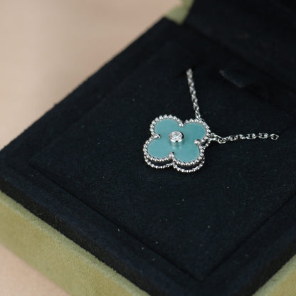 [Olivia JW]CLOVER 15MM DIAMOND SVRES PORCELAIN  NECKLACE SILVER