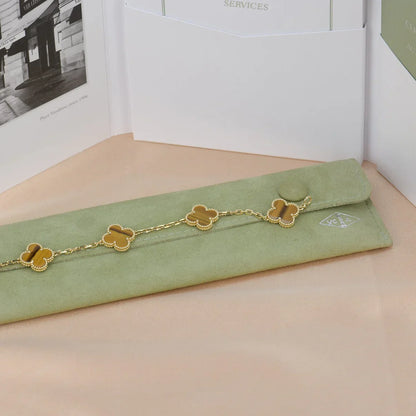 [Everoly JW]  CLOVER 5 MOTIFS TIGER EYE BRACELET COLLECTION