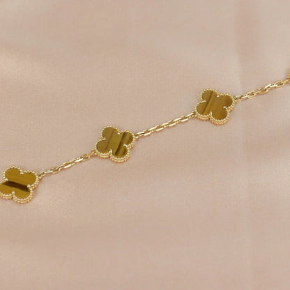 [Everoly JW]  CLOVER 5 MOTIFS TIGER EYE BRACELET COLLECTION