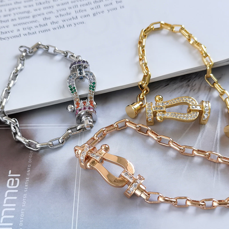 [Olivia JW]FORCE LARGE HORSESHOE CLASP  METAL BRACELET