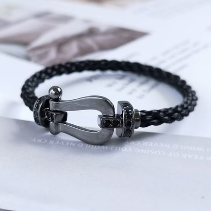 [Olivia JW]FORCE LARGE SERIES HORSESHOE BLACK SAMURAI BRACELET