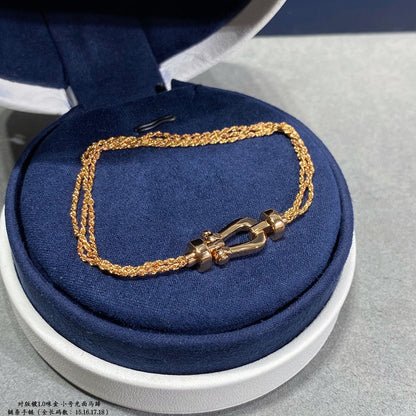 [Olivia JW]FORCE SMALL HORSESHOE  DIAMOND CHAIN ROPE BRACELET