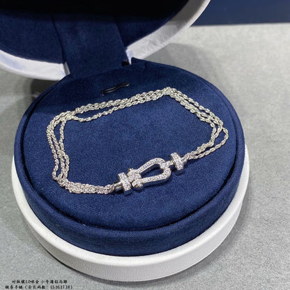 [Olivia JW]FORCE SMALL HORSESHOE  DIAMOND CHAIN ROPE BRACELET
