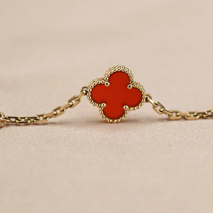[Everoly JW]  CLOVER 5 MOTIF RED CORNELIAN BRACELET COLLECTION