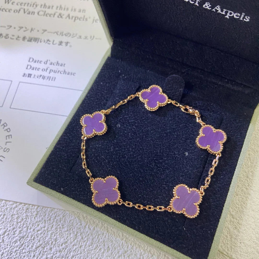 [Everoly JW]  CLOVER 5 MOTIF VIOLET BRACELET COLLECTION