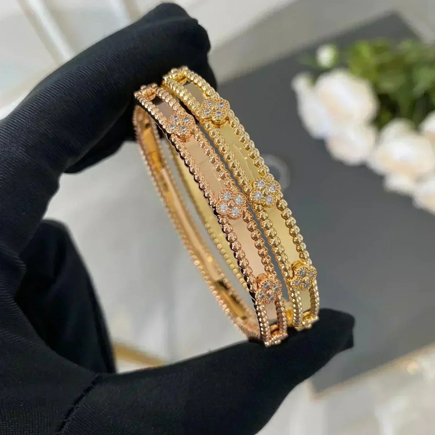 [Olivia JW]CLOVER BRACELET 4MM DIAMONDS