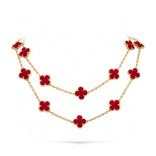 [Olivia JW]CLOVER 20 MOTIFS CARNELIAN NECKLACE