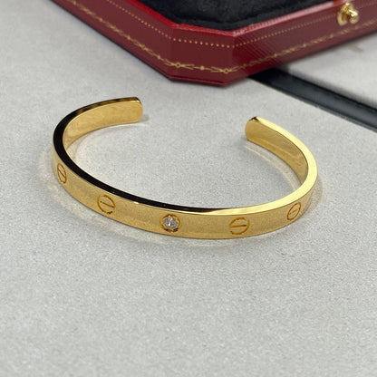 [Everoly JW] Liebesarmband, 6,1 mm, 1 Diamant, offene Manschette 