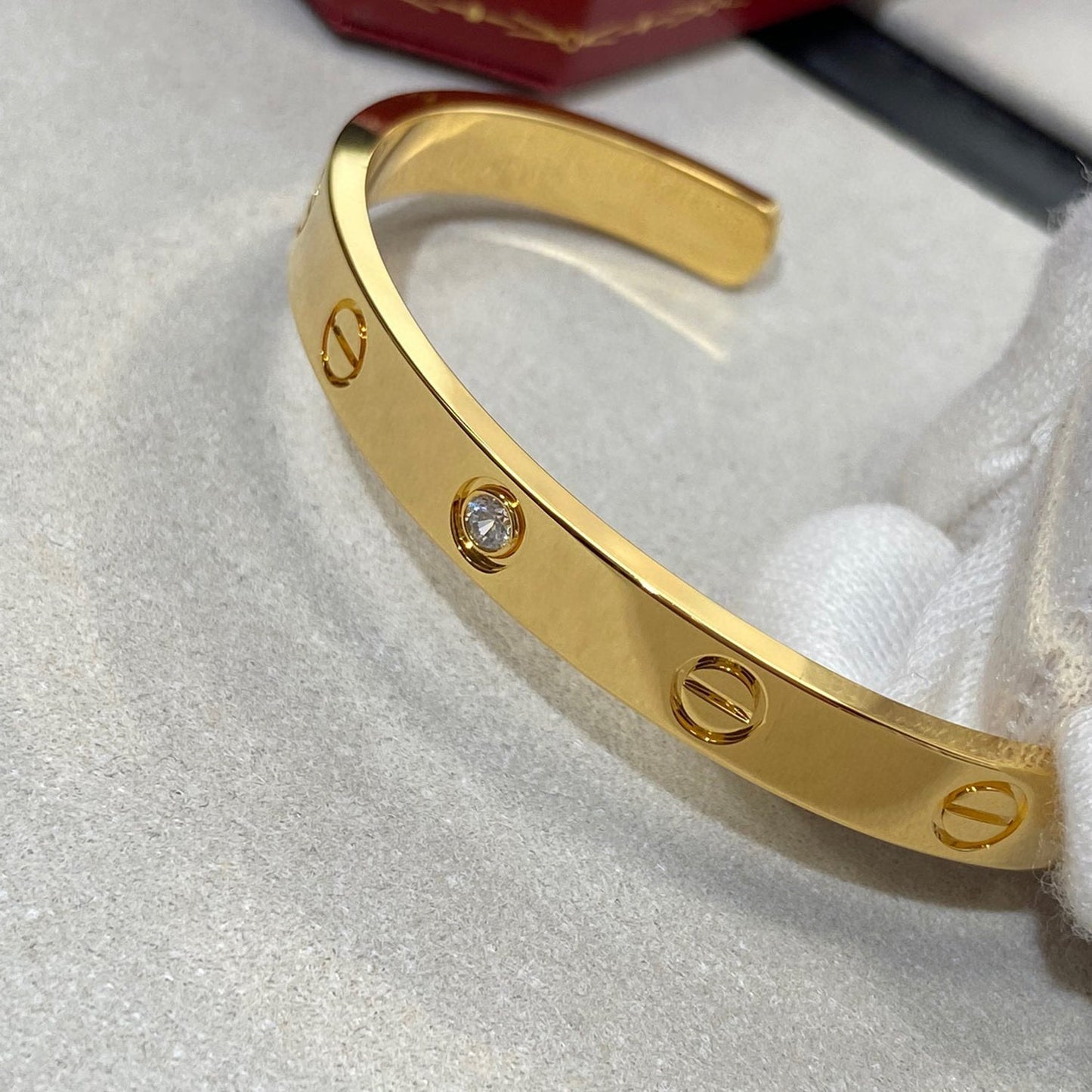 [Everoly JW] Liebesarmband, 6,1 mm, 1 Diamant, offene Manschette 
