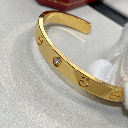 [Everoly JW] Liebesarmband, 6,1 mm, 1 Diamant, offene Manschette 