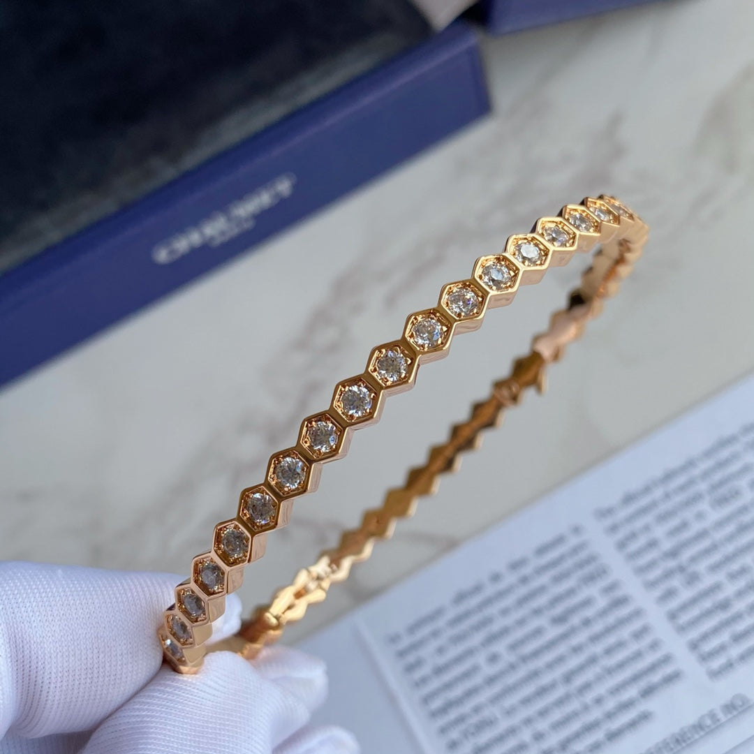 [Everoly JW] BEE LOVE GOLDARMBAND MIT VOLLEN DIAMANTEN 